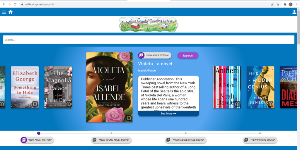 Screenshot of new library catalog interface