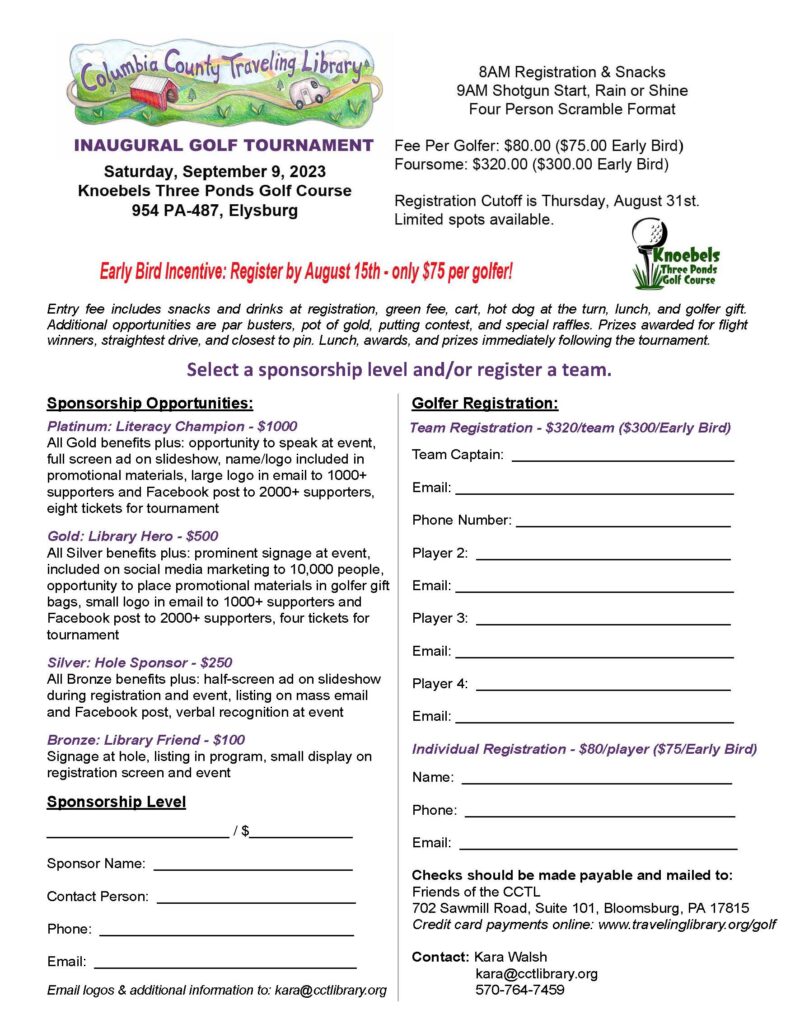 2023 Golf Tournament Sponsorship and Registration Form