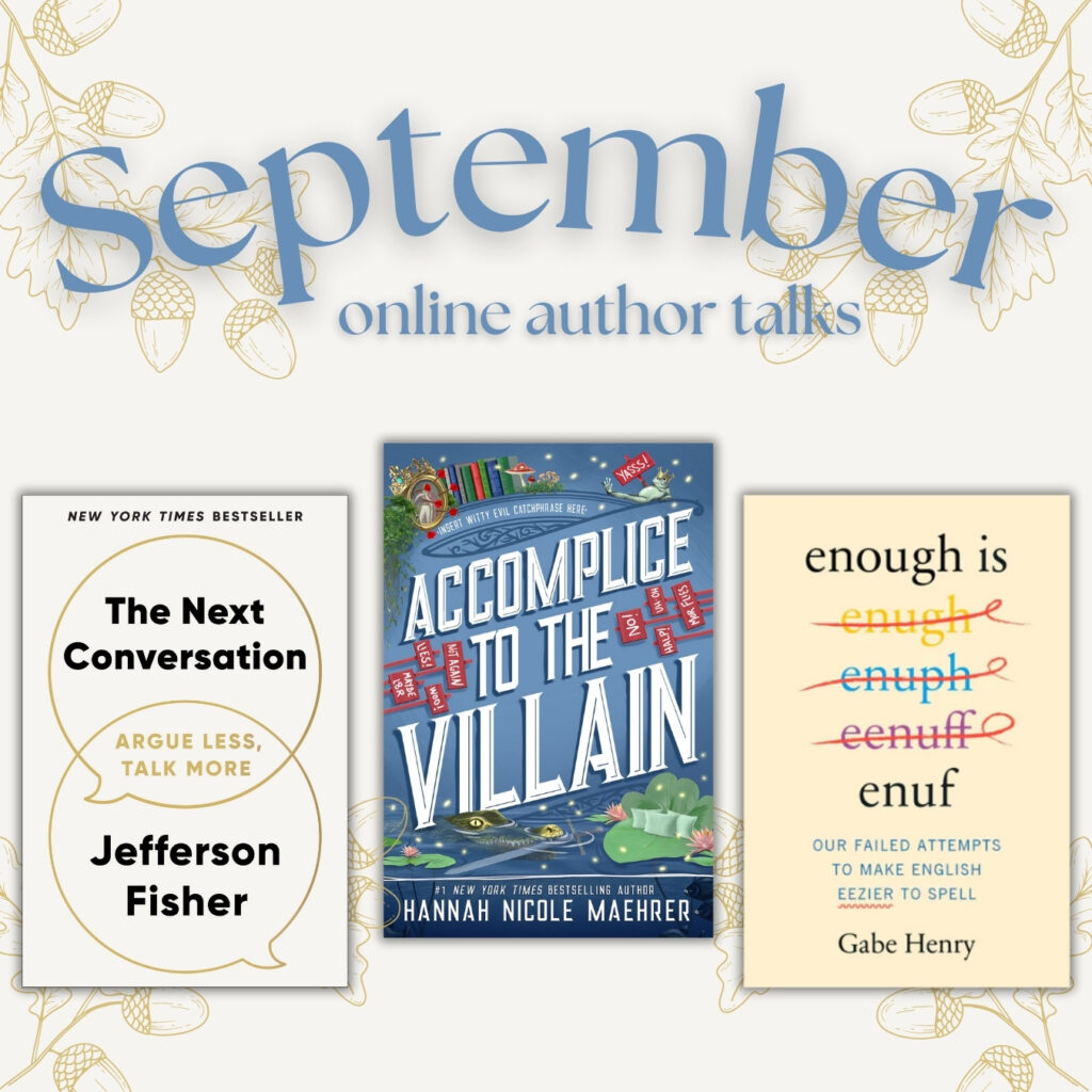 Image of featured virtual author talks for August