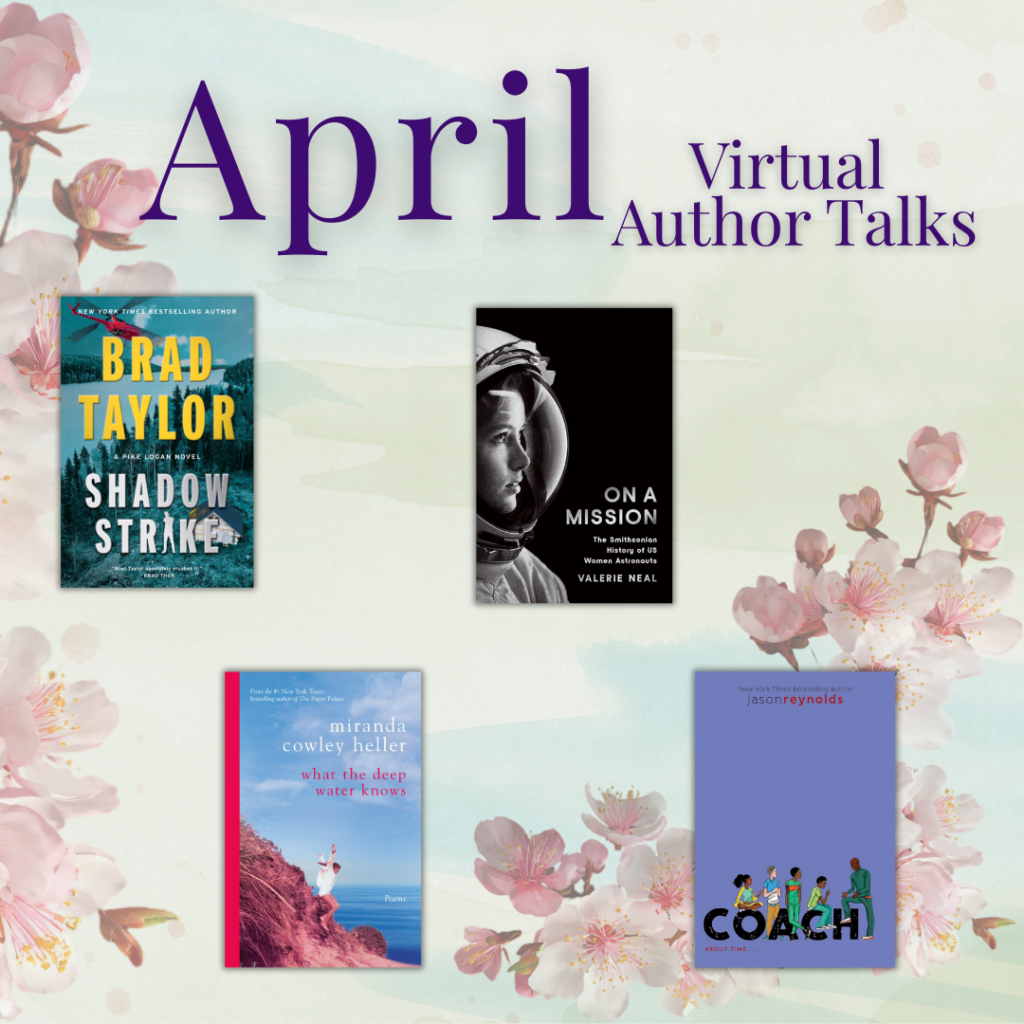 flyer for april virtual author talks