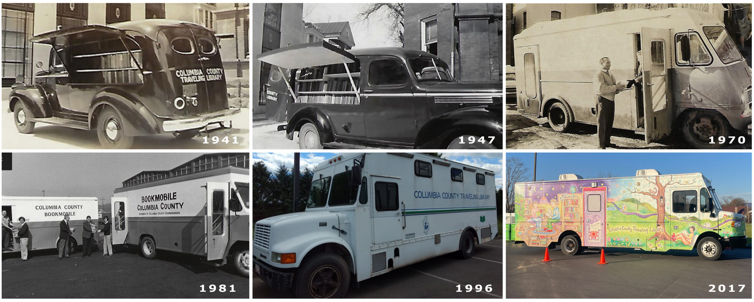 Columbia County Traveling Library bookmobile history, 1941 through 2017